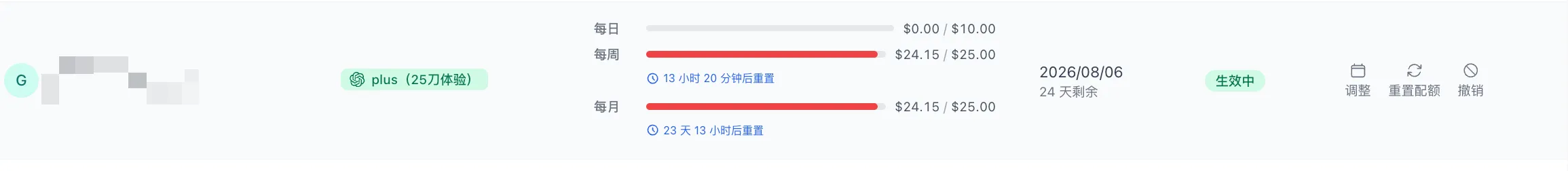 在“我的订阅”中查看已耗尽的订阅额度